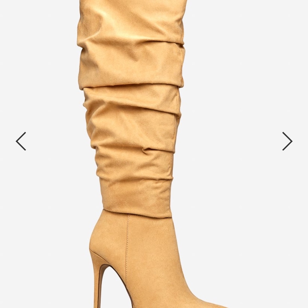 Shoedazzle Michea High Stiletto heel Boots. Size 7 in women. Beige